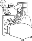 A cartoon of a nurse taking care of a sick kid